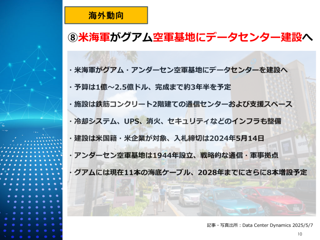 米海軍、グアム基地にデータセンター建設へ