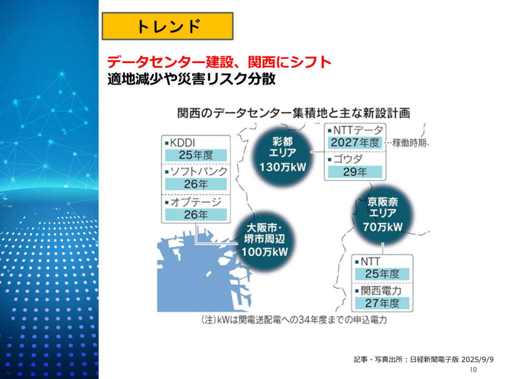 データセンター建設の「関東から関西へのシフト」。災害リスク分散と土地不足
