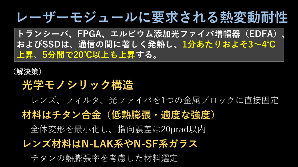 小型衛星でレーザー通信を実現する課題：熱変動耐性