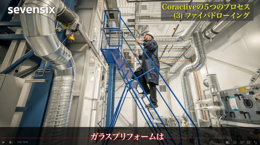 Coractive社のプロセス（３）ファイバドローイング 